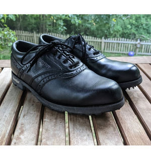 Footjoy GreenJoy Black Leather Golf Shoes Men's Size 9 W #45534